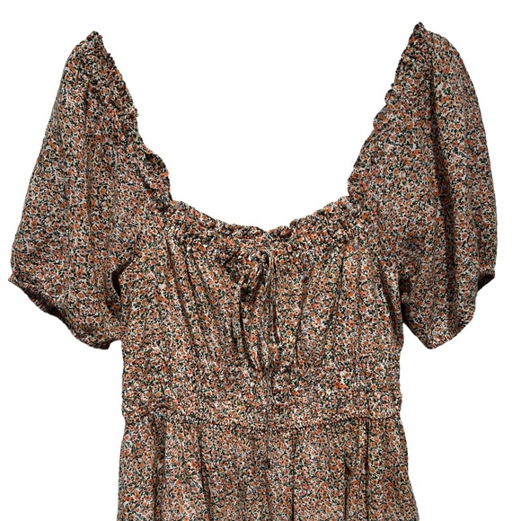 Urban Outfitters BP Floral Peasant Puff Sleeve Mini Dress Size Large - Picture 11 of 16